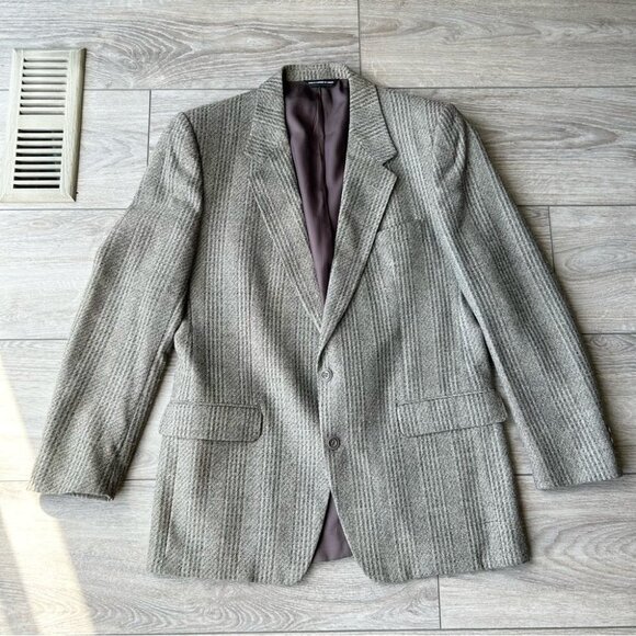 Vintage  Hyde Park Moores Union Made Striped Wool Silk Blend Blazer - Picture 3 of 15